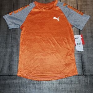 NWT Puma Orange & Gray Boys' Short Sleeve Athletic Tee